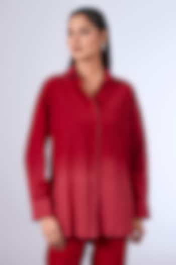 Red Cotton Silk Shirt by Divyam Mehta at Pernia's Pop Up Shop