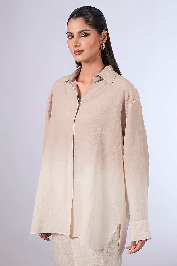Ivory Cotton Silk Shirt by Divyam Mehta at Pernia's Pop Up Shop