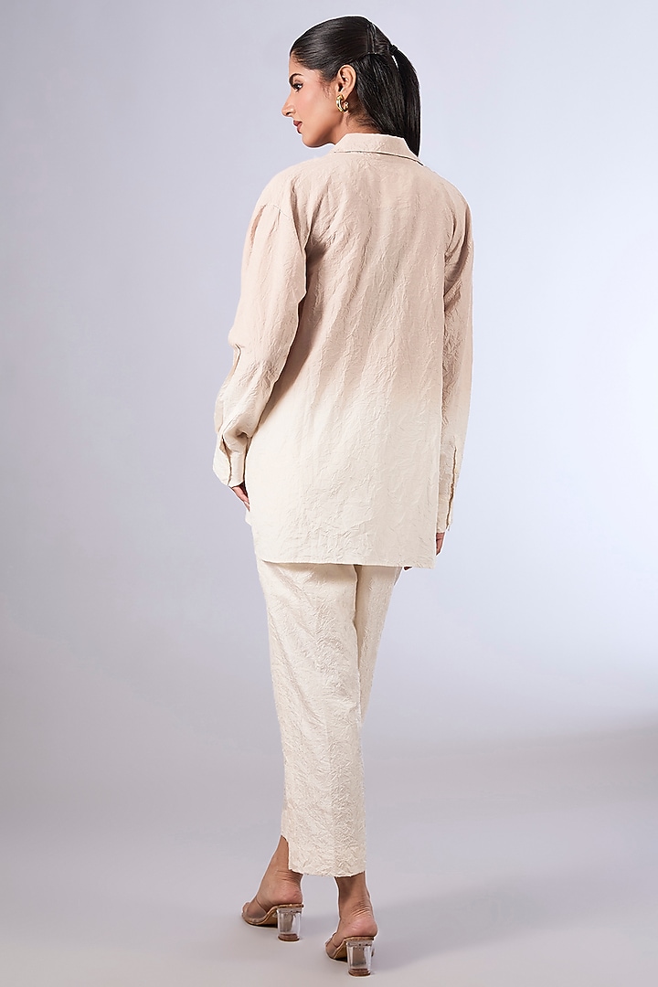 Ivory Cotton Silk Shirt by Divyam Mehta at Pernia's Pop Up Shop