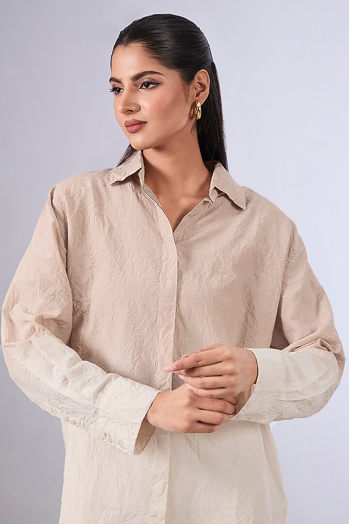 Ivory Cotton Silk Shirt by Divyam Mehta at Pernia's Pop Up Shop
