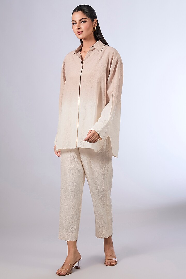 Ivory Cotton Silk Shirt by Divyam Mehta at Pernia's Pop Up Shop