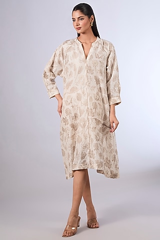 Ivory Mulberry Silk Tunic by Divyam Mehta