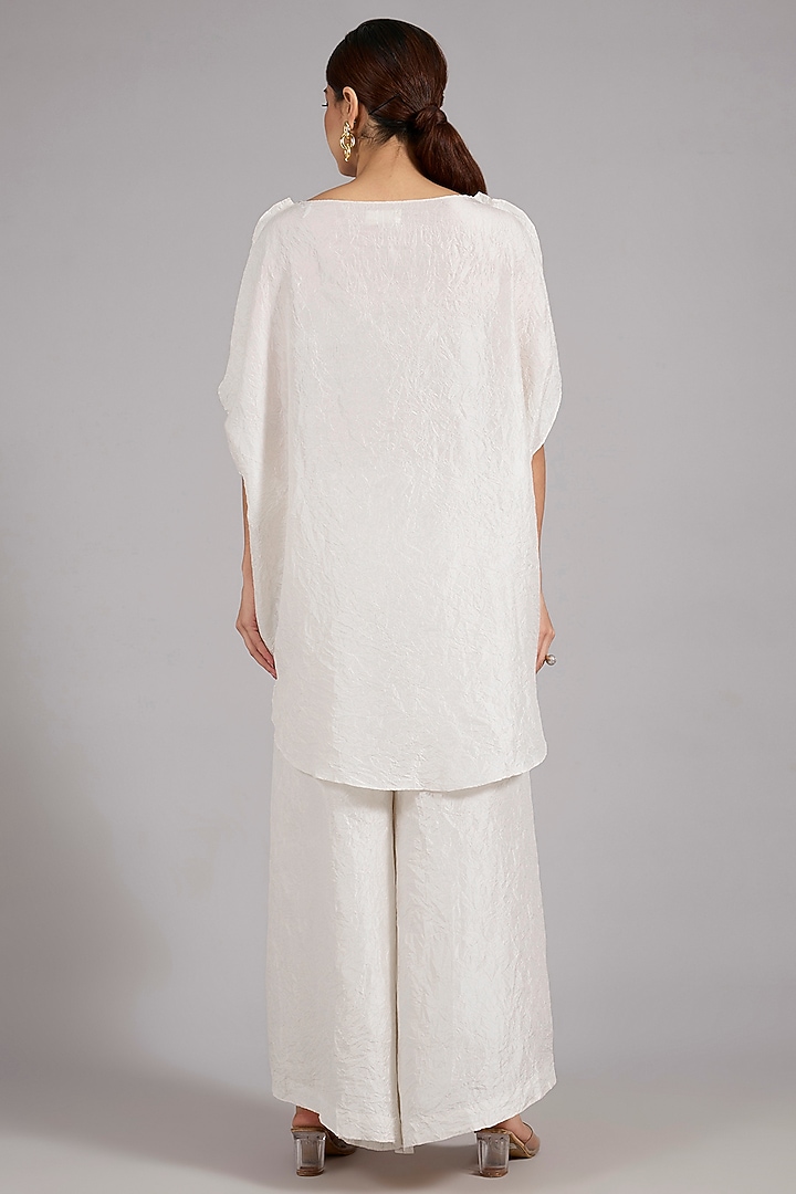 Ivory Mulberry Silk Patchwork Co-Ord Set by Divyam Mehta at Pernia's Pop Up Shop