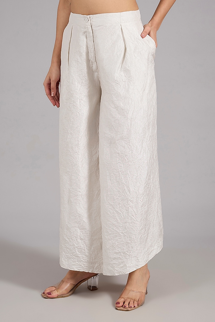Ivory Mulberry Silk Patchwork Co-Ord Set by Divyam Mehta at Pernia's Pop Up Shop
