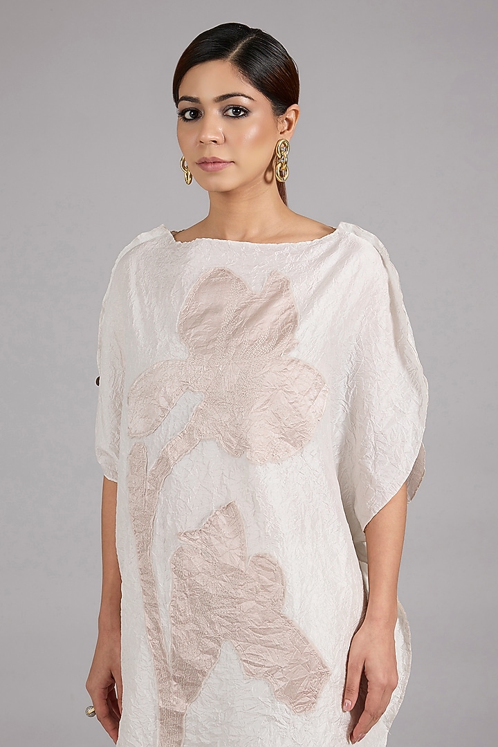 Ivory Mulberry Silk Patchwork Co-Ord Set by Divyam Mehta at Pernia's Pop Up Shop