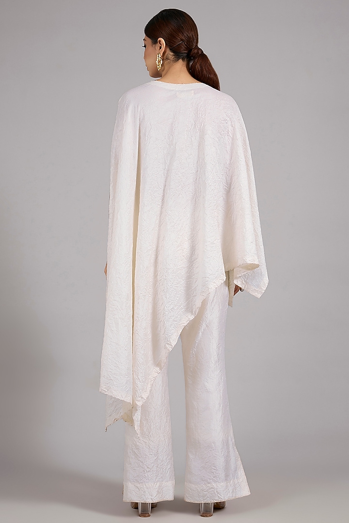 Ivory Mulberry Silk Patchwork Co-Ord Set by Divyam Mehta at Pernia's Pop Up Shop