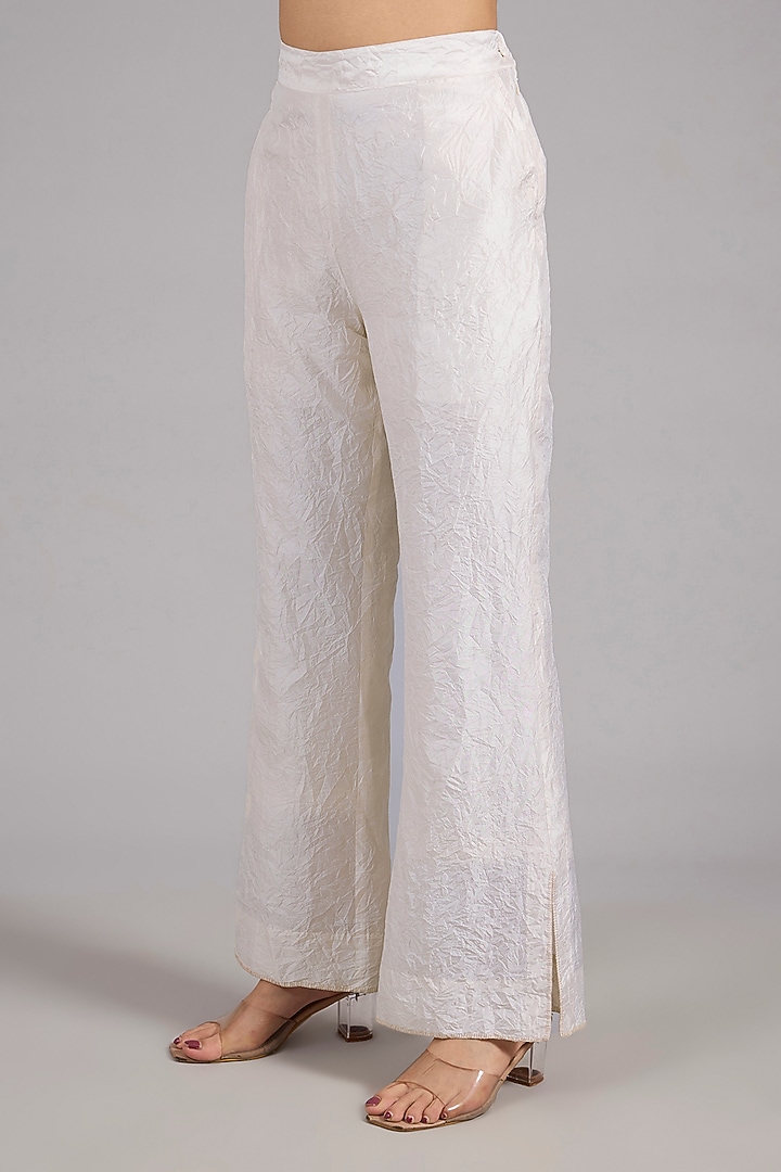 Ivory Mulberry Silk Patchwork Co-Ord Set by Divyam Mehta at Pernia's Pop Up Shop