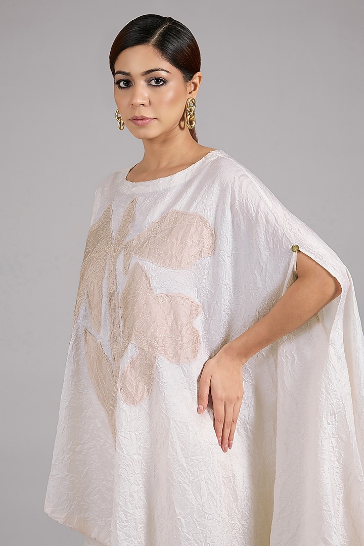 Ivory Mulberry Silk Patchwork Co-Ord Set by Divyam Mehta at Pernia's Pop Up Shop