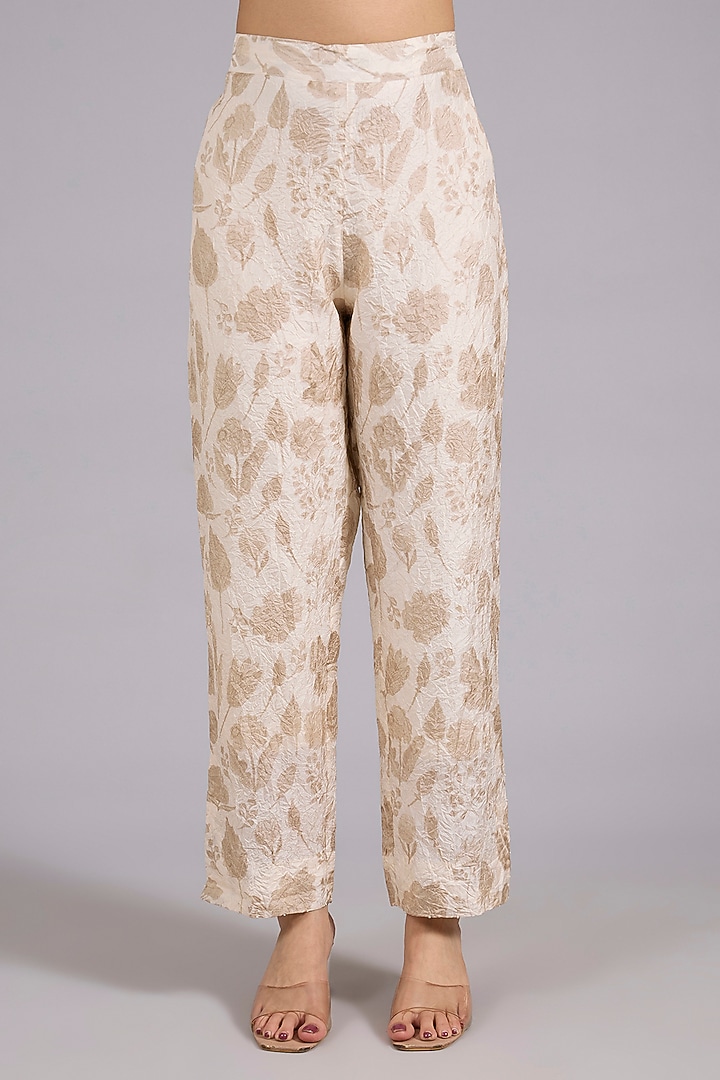 Ivory Mulberry Silk Floral Printed Kurta Set by Divyam Mehta at Pernia's Pop Up Shop