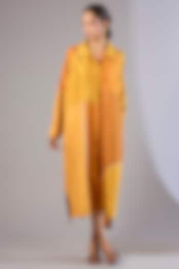 Yellow Mulberry Silk Tunic by Divyam Mehta at Pernia's Pop Up Shop