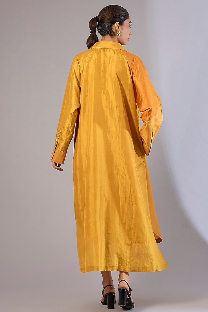 Yellow Mulberry Silk Tunic by Divyam Mehta at Pernia's Pop Up Shop