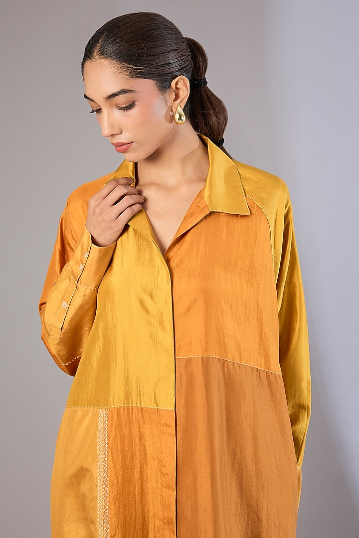 Yellow Mulberry Silk Tunic by Divyam Mehta at Pernia's Pop Up Shop