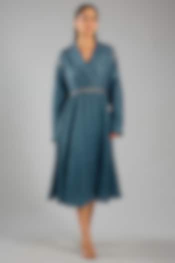 Blue Mulberry Silk Tunic by Divyam Mehta at Pernia's Pop Up Shop