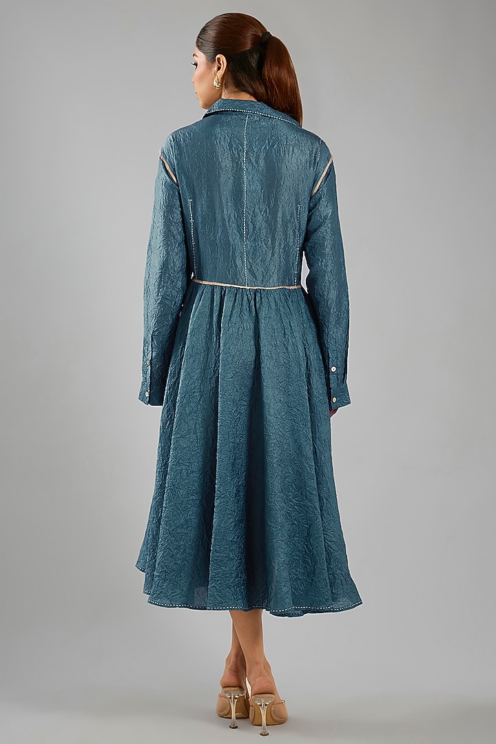 Blue Mulberry Silk Tunic by Divyam Mehta at Pernia's Pop Up Shop