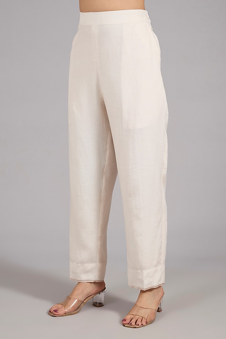 Ivory Tencel Luxe Patchwork Kurta Set by Divyam Mehta at Pernia's Pop Up Shop