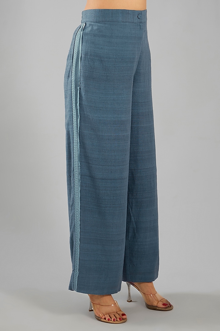 Blue Matka Silk Patch Work Kurta Set by Divyam Mehta at Pernia's Pop Up Shop