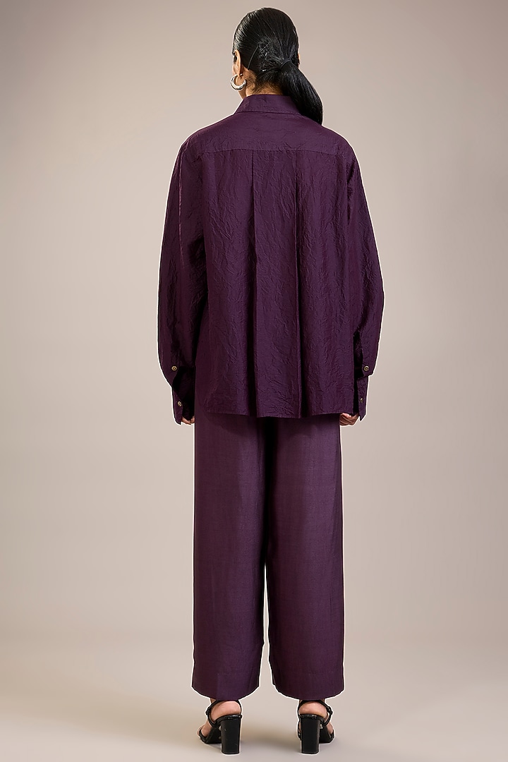 Purple Cotton Silk Abstract Patch Work Shirt by Divyam Mehta at Pernia's Pop Up Shop