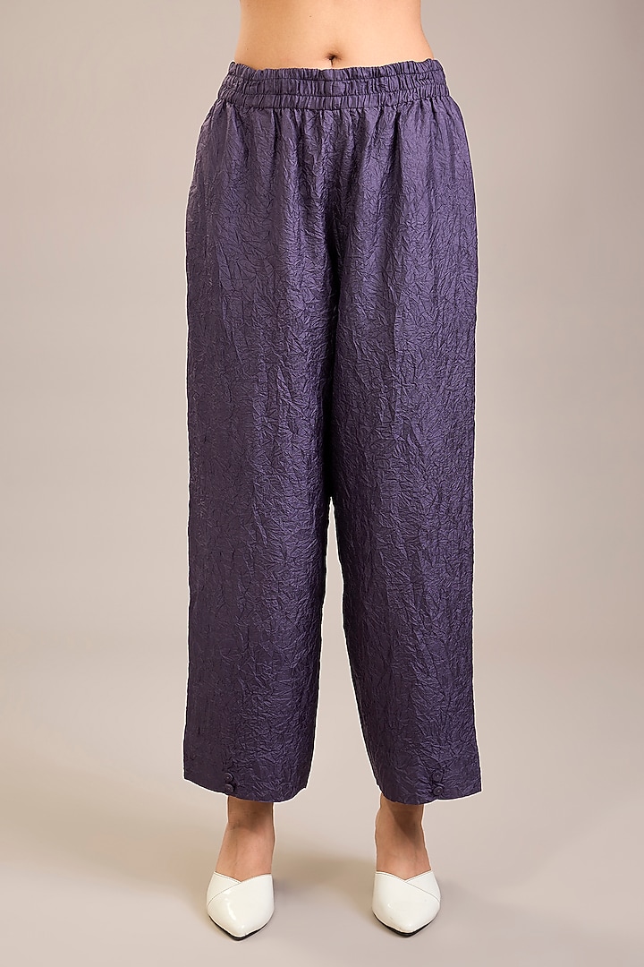 Amethyst Crushed Mulberry Silk Kantha Colour-Blocked Tunic Set by Divyam Mehta at Pernia's Pop Up Shop