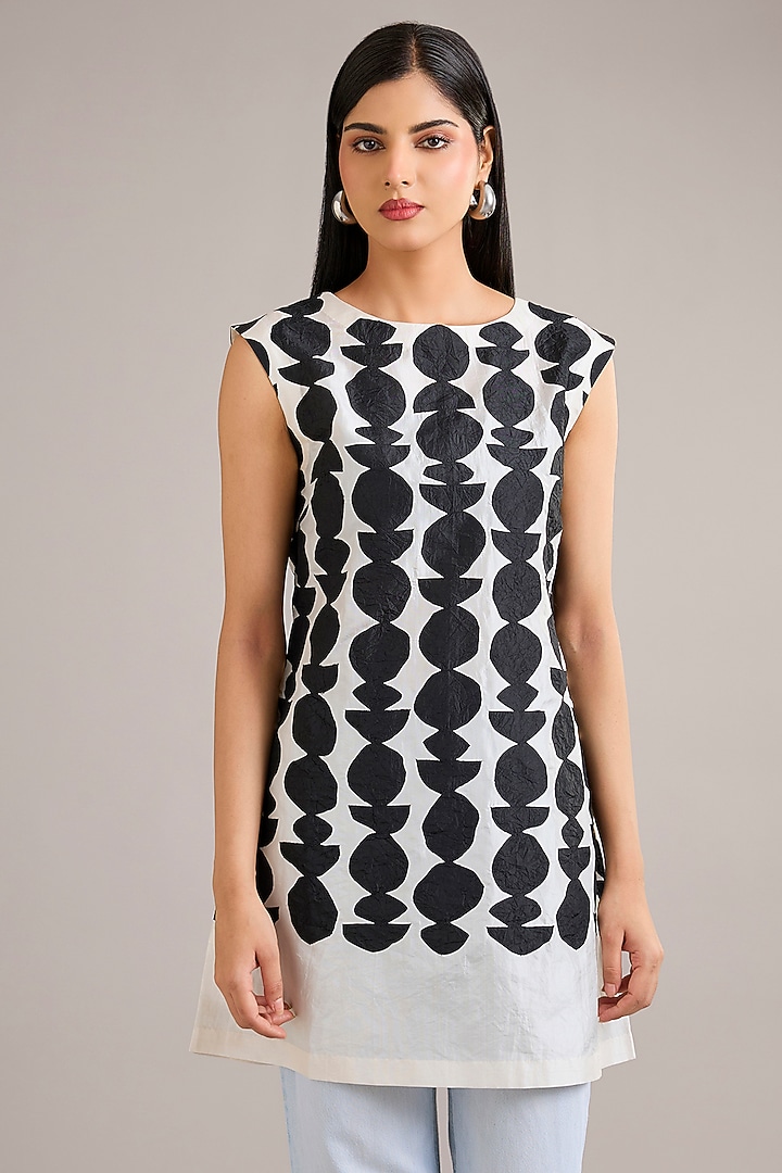 Badami & Coal Black Crushed Mulberry Silk Mini Vacation Dress by Divyam Mehta at Pernia's Pop Up Shop