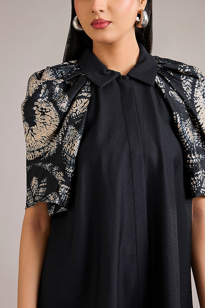 Black Twill Modal Shibori Top by Divyam Mehta at Pernia's Pop Up Shop
