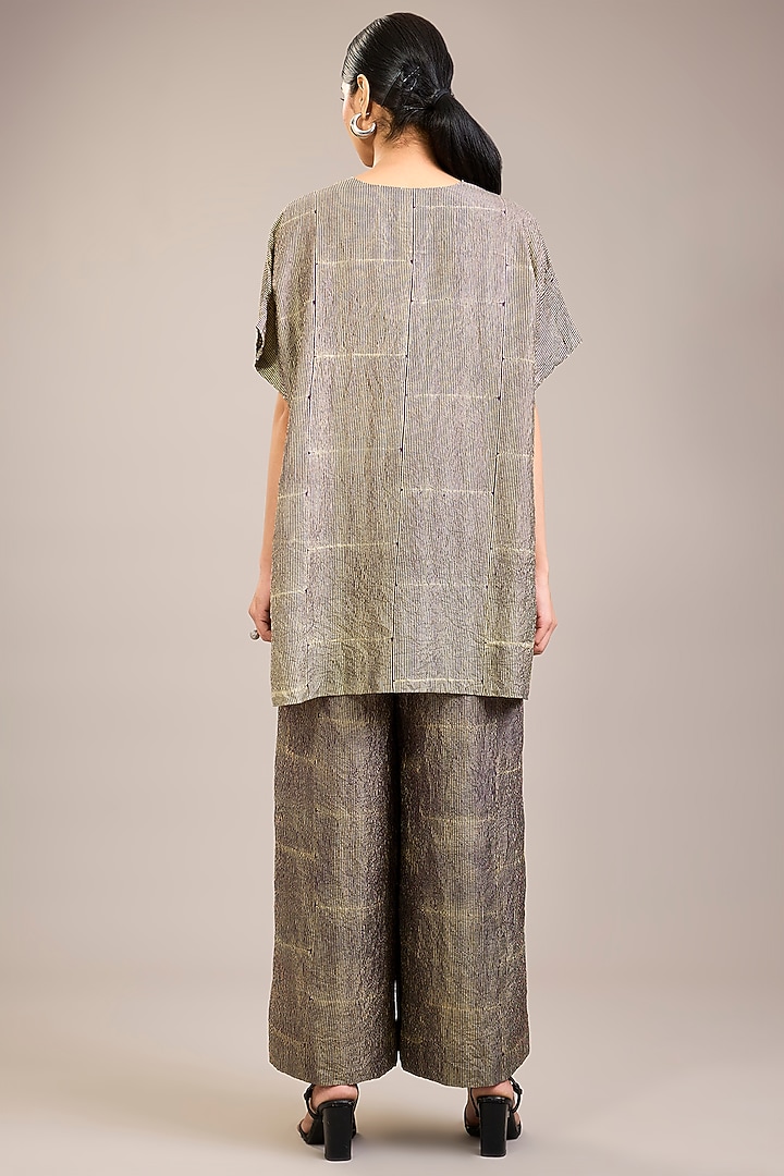 Amethyst Crushed Mulberry Silk Stripe Printed Co-Ord Set by Divyam Mehta at Pernia's Pop Up Shop