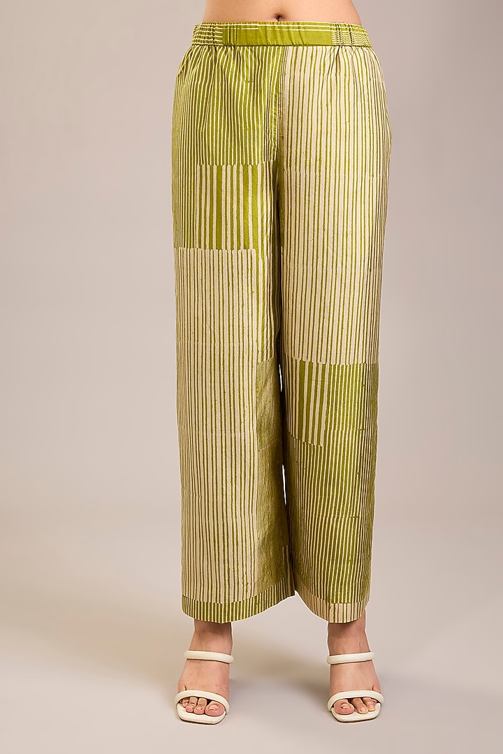 Yellow Mulberry Silk French Knot Embroidered Tunic Set by Divyam Mehta at Pernia's Pop Up Shop