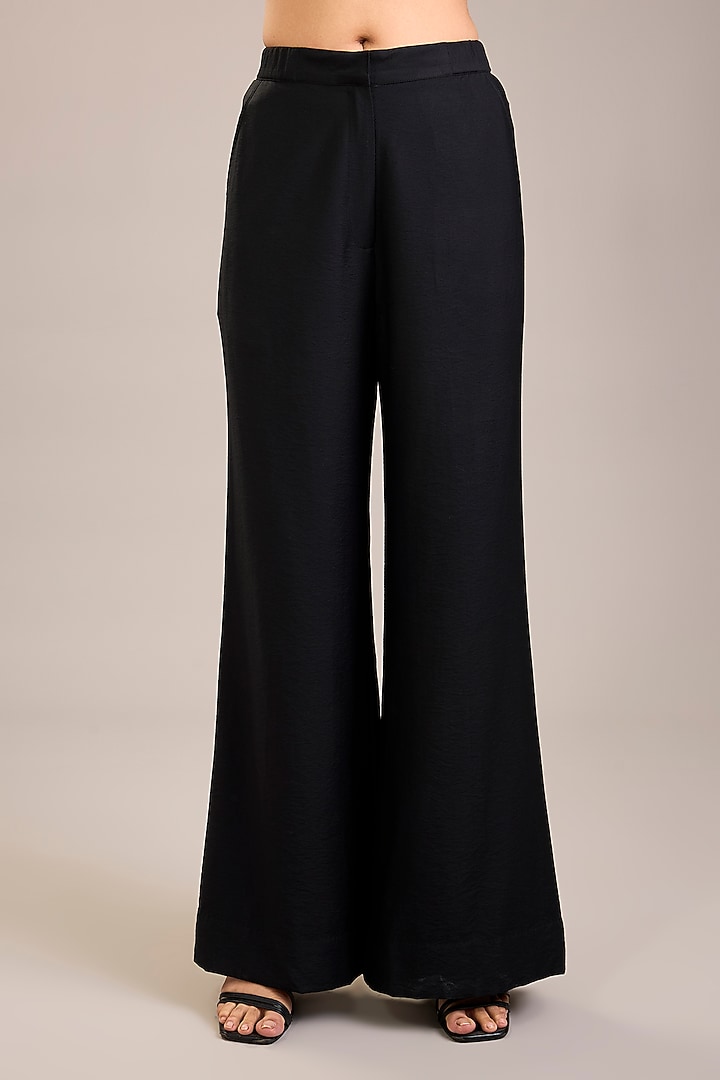 Black Fine Twill Modal Patchwork Jacket Set by Divyam Mehta at Pernia's Pop Up Shop