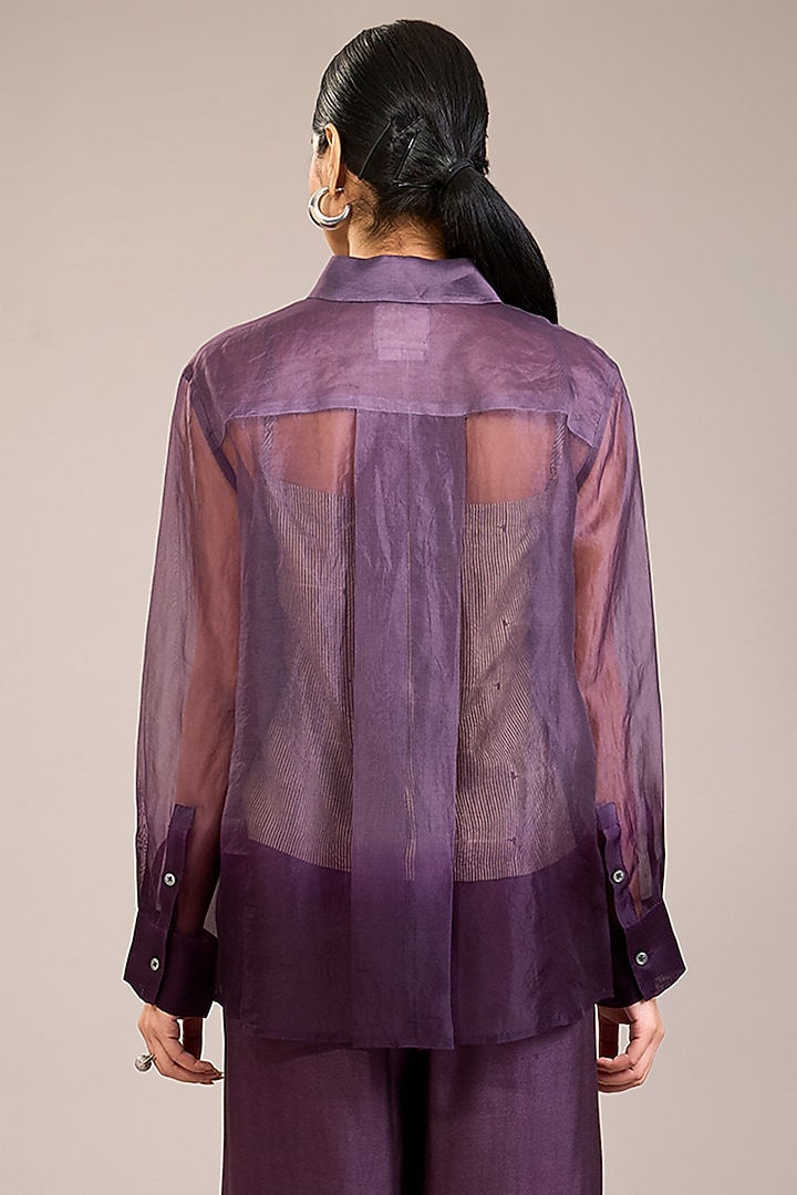 Amethyst Silk Organza Ombre Shirt by Divyam Mehta at Pernia's Pop Up Shop