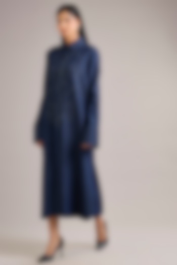 Indigo Blue Denim Tunic Vacation Dress by Divyam Mehta at Pernia's Pop Up Shop