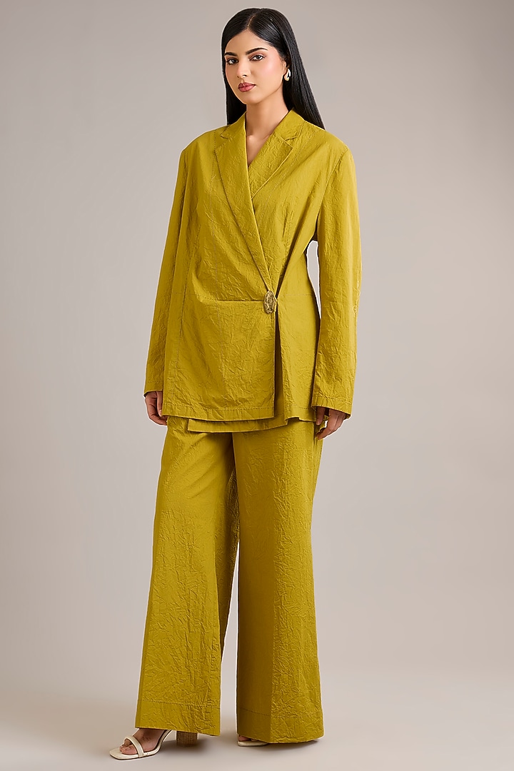 Green Cotton Poplin Co-Ord Set by Divyam Mehta at Pernia's Pop Up Shop