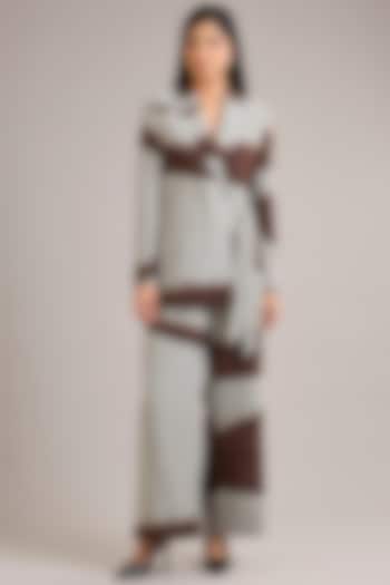 Grey Silk Crepe Co-Ord Set by Divyam Mehta at Pernia's Pop Up Shop