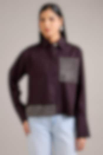Chocolate Brown Cotton Poplin Shirt by Divyam Mehta at Pernia's Pop Up Shop