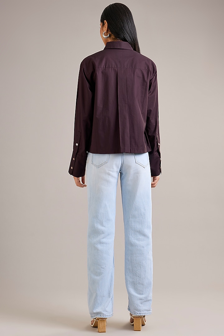 Chocolate Brown Cotton Poplin Shirt by Divyam Mehta at Pernia's Pop Up Shop