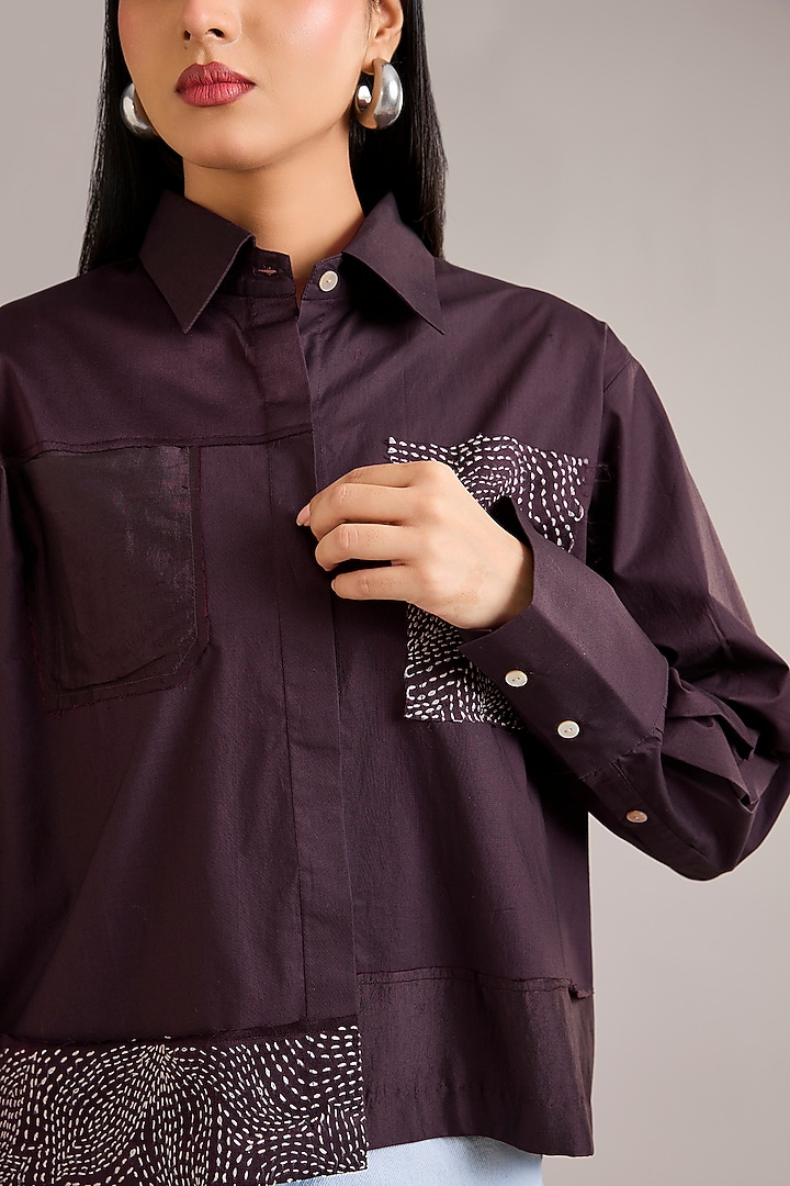 Chocolate Brown Cotton Poplin Shirt by Divyam Mehta at Pernia's Pop Up Shop