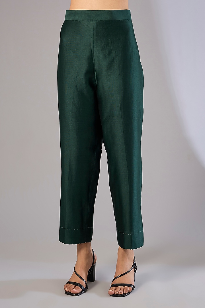 Military Green Dupion Silk Kaftan Set by Divyam Mehta at Pernia's Pop Up Shop