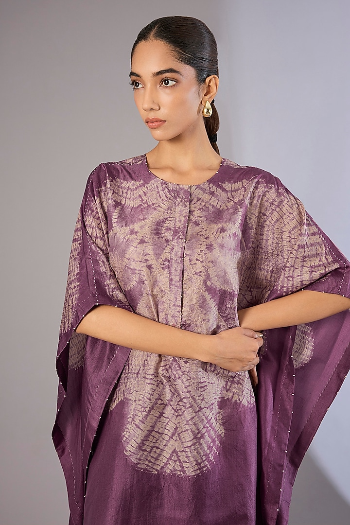 Amethyst Dupion Silk Kaftan Set by Divyam Mehta at Pernia's Pop Up Shop