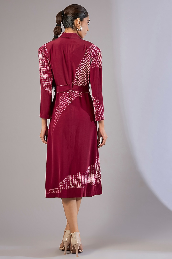Crimson Red Crepe De Chine Jacket Cocktail Dress by Divyam Mehta at Pernia's Pop Up Shop