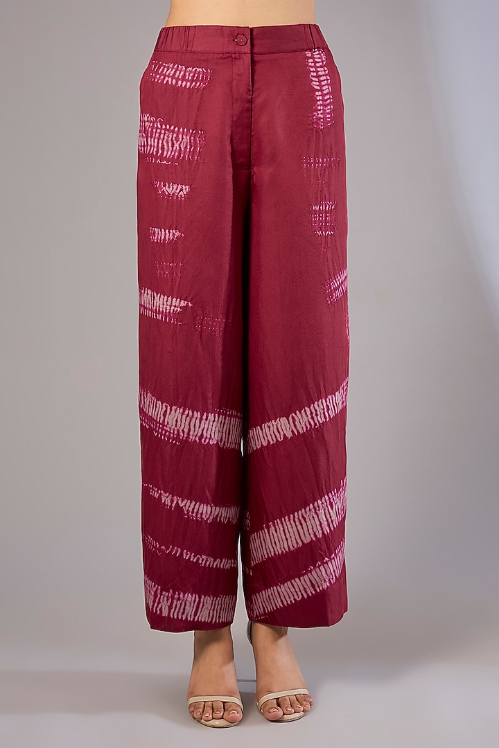 Crimson Red Vegan Silk Shibori Printed Co-Ord Set by Divyam Mehta at Pernia's Pop Up Shop