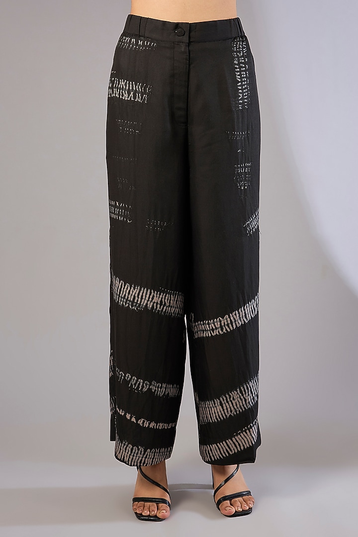 Black Vegan Silk Shibori Printed Co-Ord Set by Divyam Mehta at Pernia's Pop Up Shop