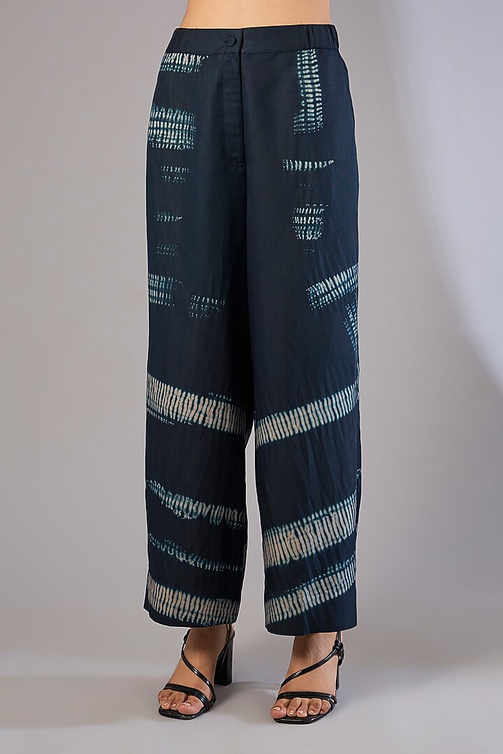 Whiskey Blue Vegan Silk Shibori Printed Co-Ord Set by Divyam Mehta at Pernia's Pop Up Shop