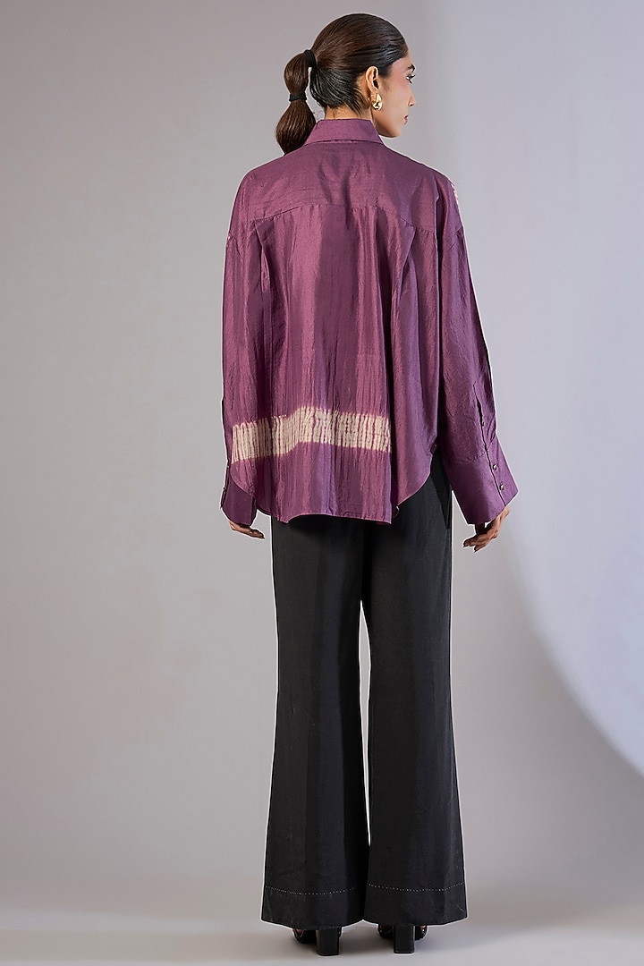 Amethyst Mulberry Silk Shibori Printed Top by Divyam Mehta at Pernia's Pop Up Shop