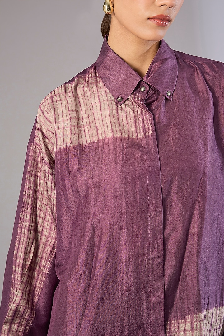 Amethyst Mulberry Silk Shibori Printed Top by Divyam Mehta at Pernia's Pop Up Shop