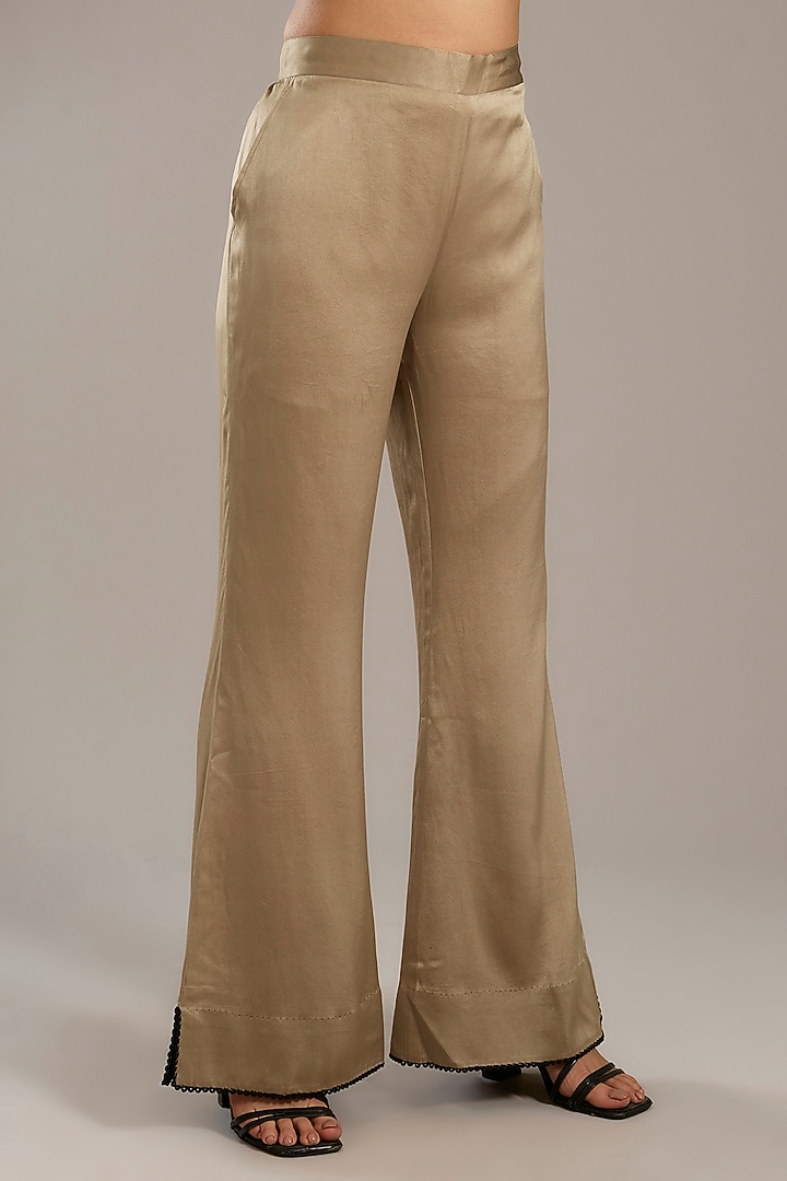 Beige Satin Shibori Printed Co-Ord Set by Divyam Mehta at Pernia's Pop Up Shop