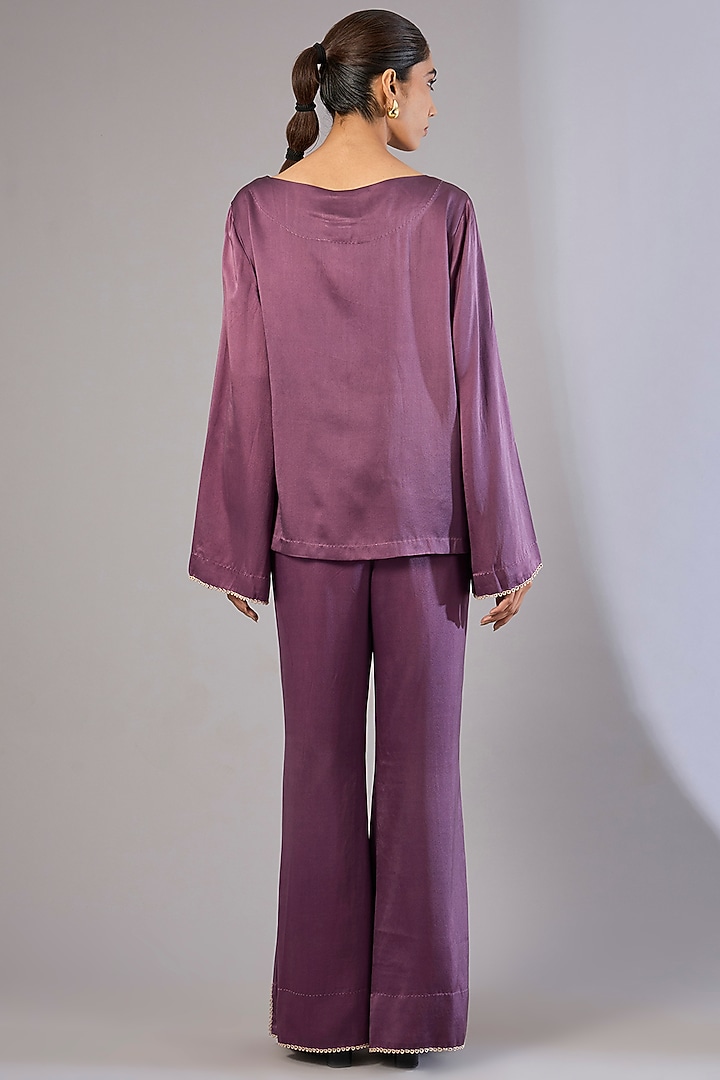 Amethyst Satin Shibori Printed Co-Ord Set by Divyam Mehta at Pernia's Pop Up Shop