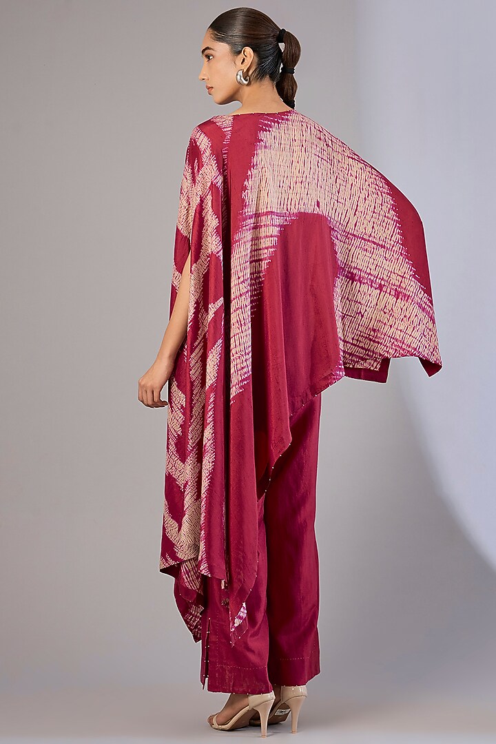 Crimson Red Dupion Silk Shibori Printed Co-Ord Set by Divyam Mehta at Pernia's Pop Up Shop