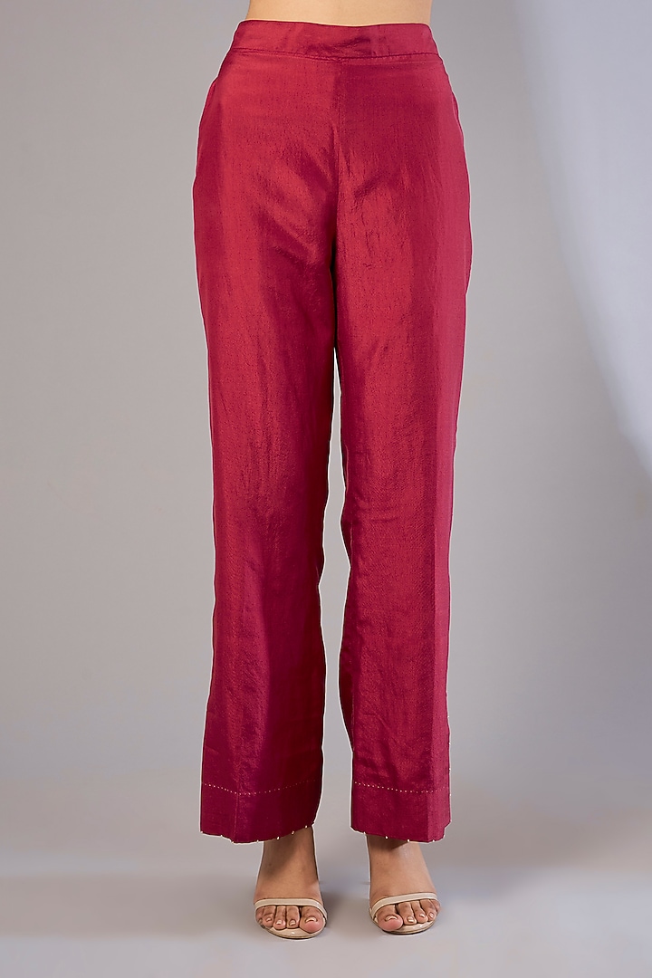 Crimson Red Dupion Silk Shibori Printed Co-Ord Set by Divyam Mehta at Pernia's Pop Up Shop