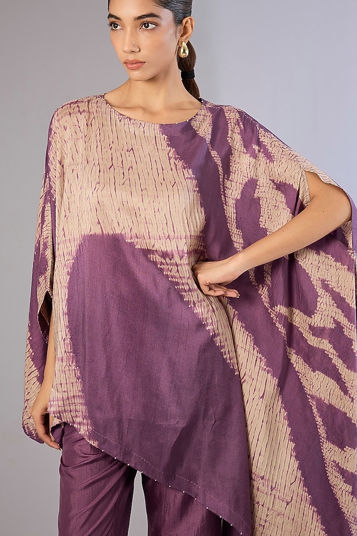 Amethyst Dupion Silk Shibori Printed Co-Ord Set by Divyam Mehta at Pernia's Pop Up Shop