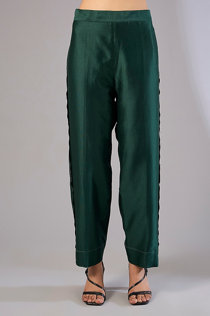 Green Mulberry Silk Shibori Printed Kurta Set by Divyam Mehta at Pernia's Pop Up Shop