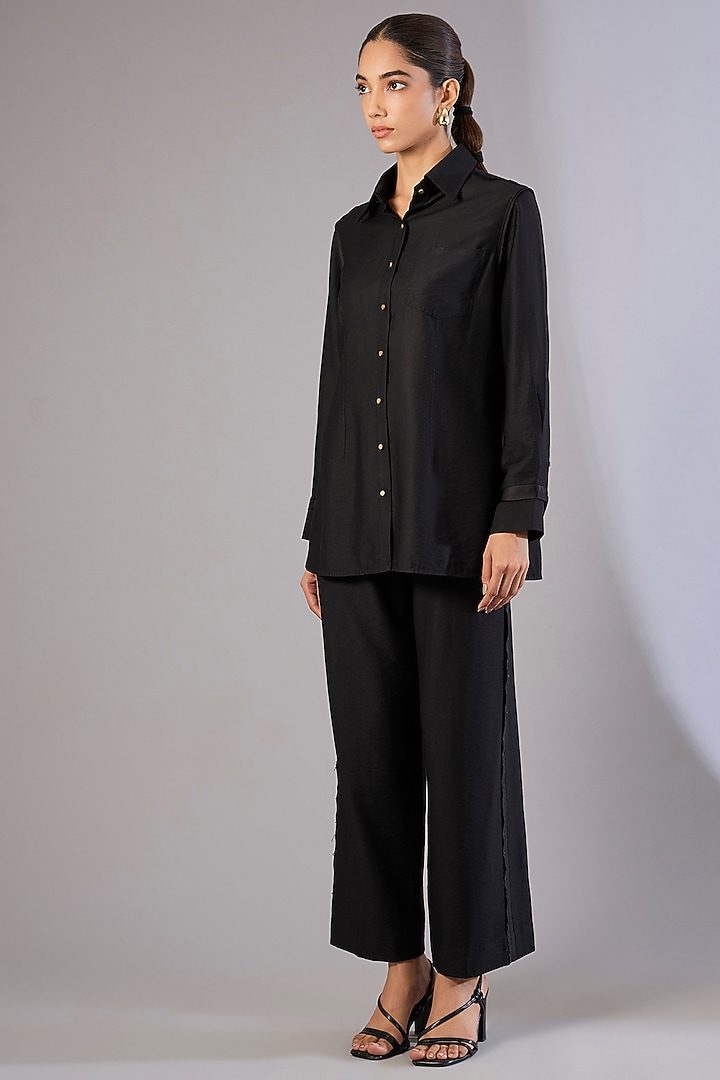 Black Twill Modal Co-Ord Set by Divyam Mehta at Pernia's Pop Up Shop
