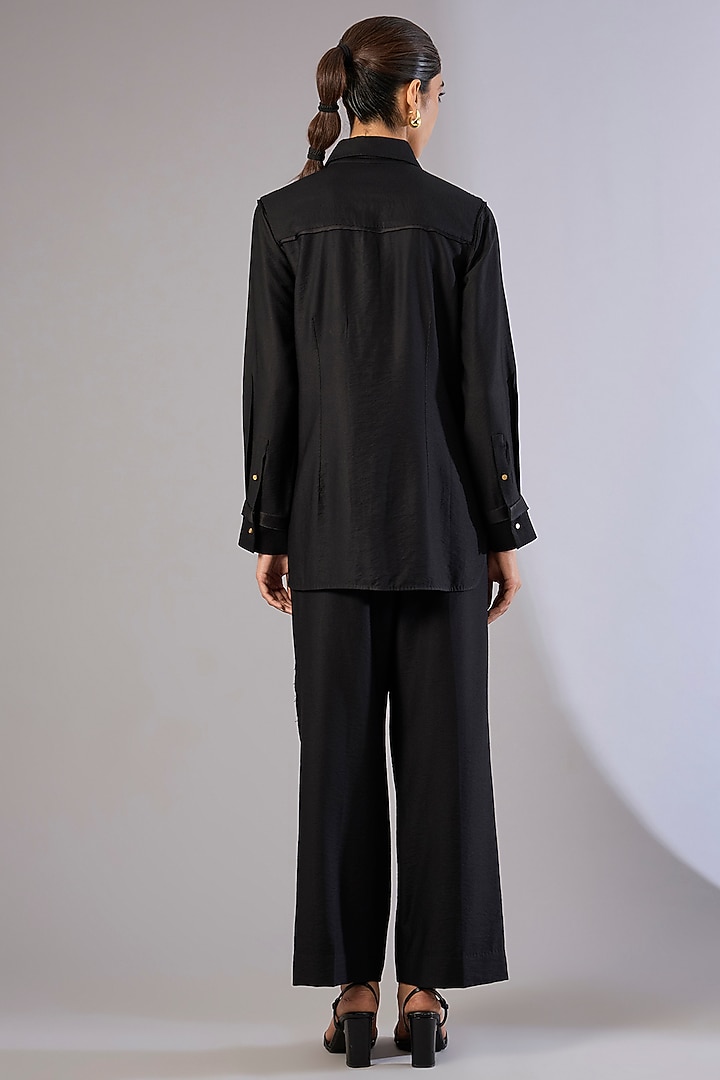 Black Twill Modal Co-Ord Set by Divyam Mehta at Pernia's Pop Up Shop